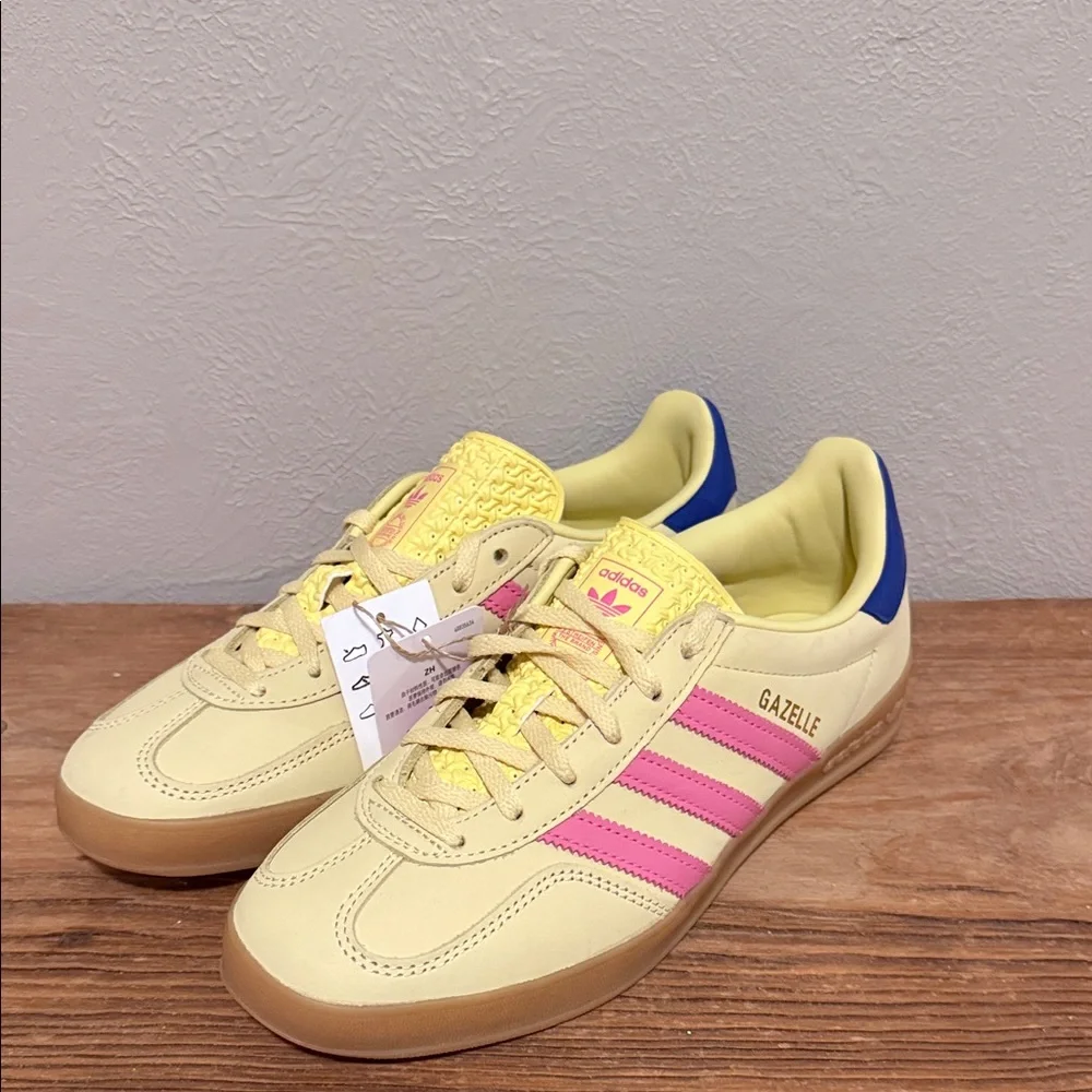 Adidas Gazelle Yellow and Pink Sneakers - Picture 1 of 9